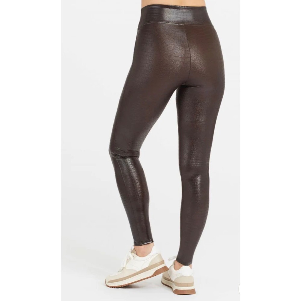 SPANX Faux Leather Croc Shine Leggings Womens Small High Waisted Tummy Control - Picture 8 of 8